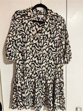 Fresha London Black & Cream Printed drop waist dress